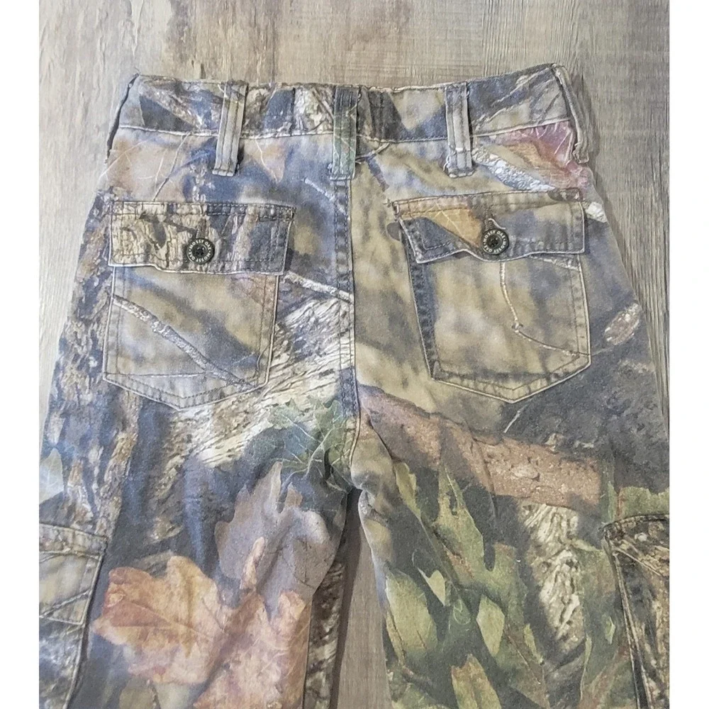 Mossy Oak Hunting Cargo Pants Unisex‎ Medium 8 Youth Camo Adjustable Waist EUC